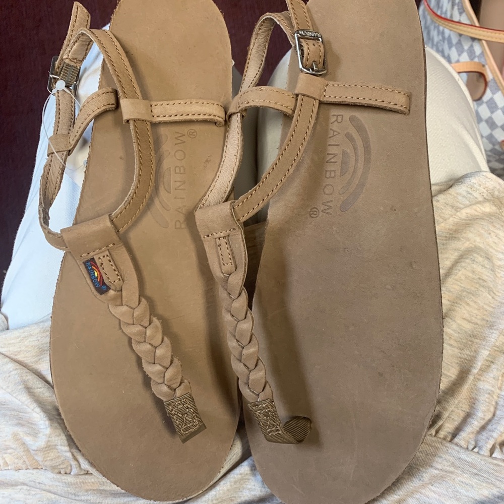 Rainbow braided sandals